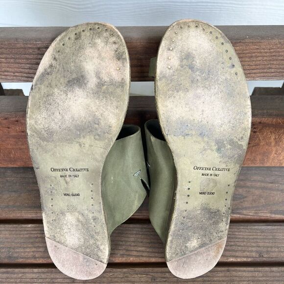 Officine Creative Green Leather Toe Ring Sandals Italy Women's Size 39.5 US 9.5 - Picture 10 of 12